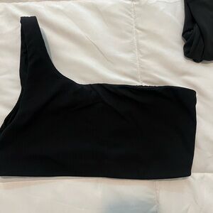 One shoulder ribbed sports bra
